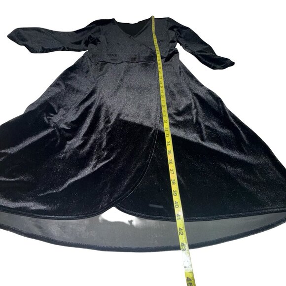 J.Jill Women's Black Velvet/Velour Faux Wrap A Line 3/4 Sleeve V-Neck Sz M Tall - Picture 7 of 13